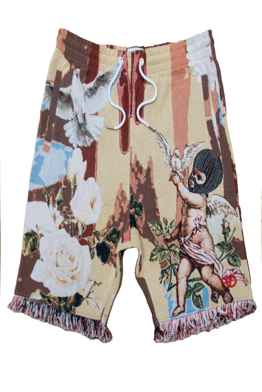 F665 ANGEL TAPESTRY SHORTS - NATURAL