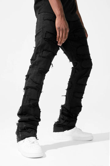 MARTIN STACKED - PYTHON DENIM (JET BLACK) JTF1130