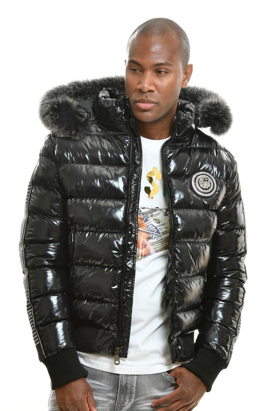 PADDING JACKET W/ REAL FUR AND STONES