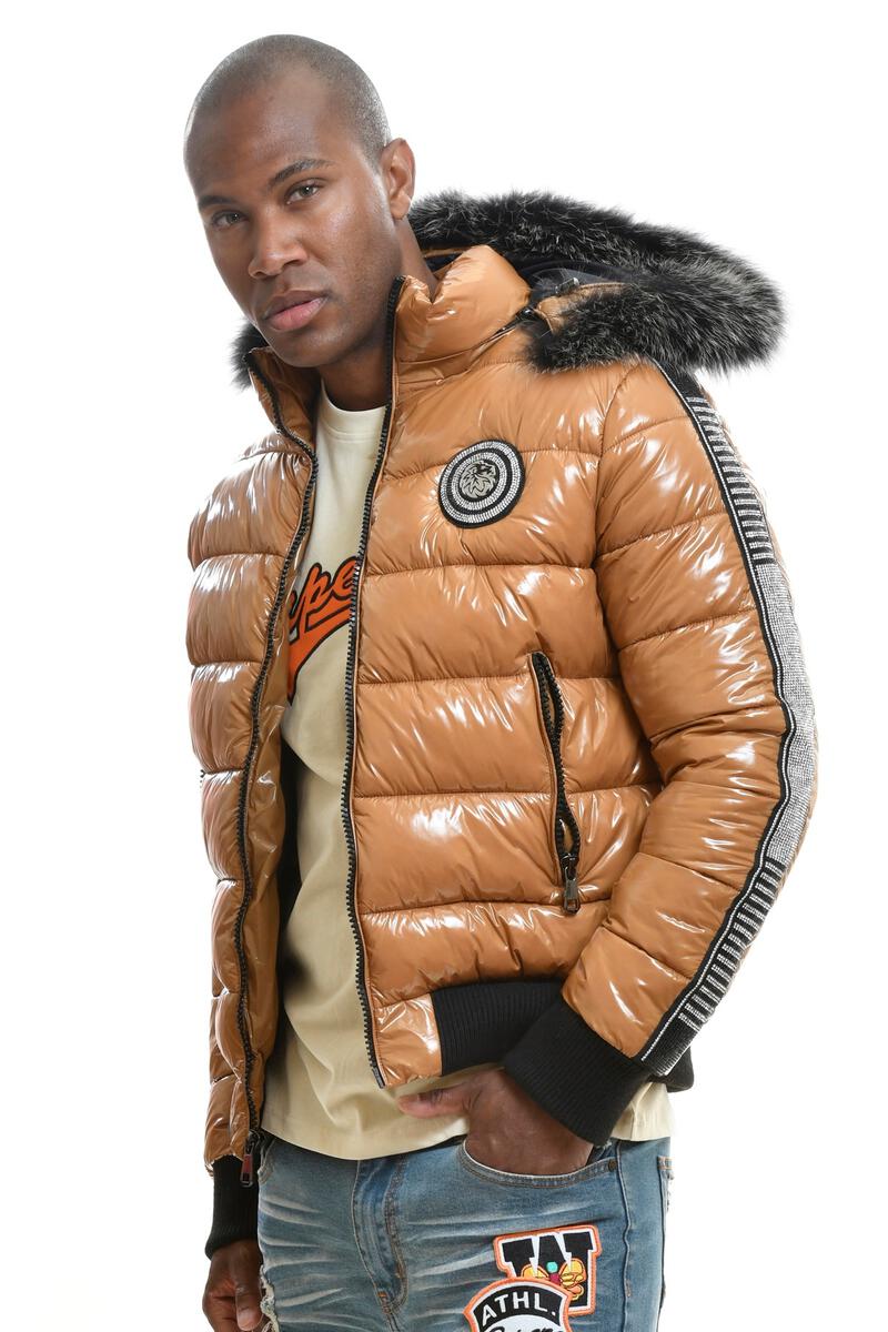 PADDING JACKET W/ REAL FUR AND STONES