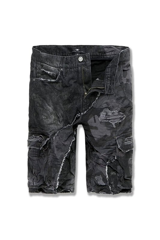 FREEDOM DENIM CARGO SHORTS (BLACK CAMO)