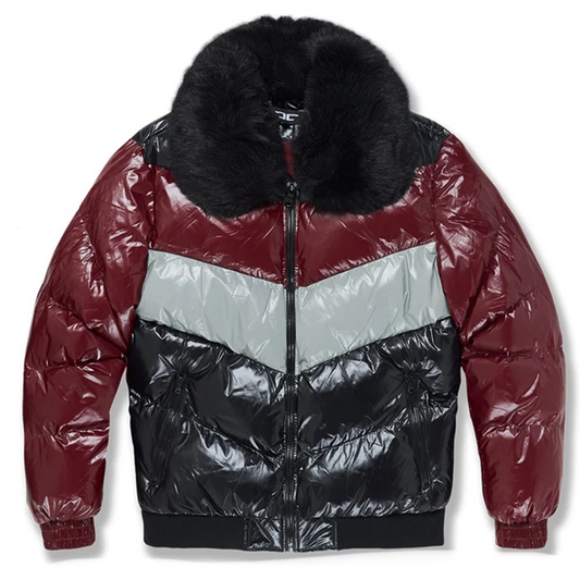 JORDAN CRAIG PUFFER JACKET - FUR PUFFER - BURGUDY