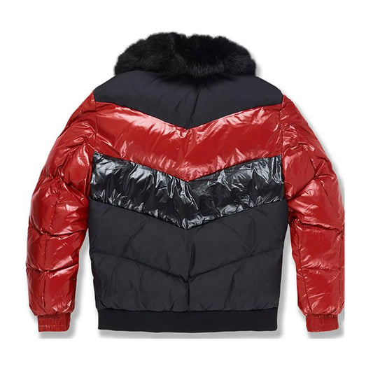 JORDAN CRAIG PUFFER JACKET - FUR PUFFER - CRIMSON