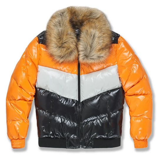 JORDAN CRAIG PUFFER JACKET - FUR PUFFER - TOTAL ORANGE